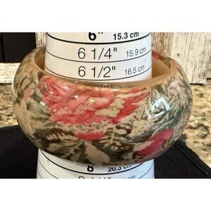 Boho Floral Laminated Bangle Bracelet Size 7” Vintage